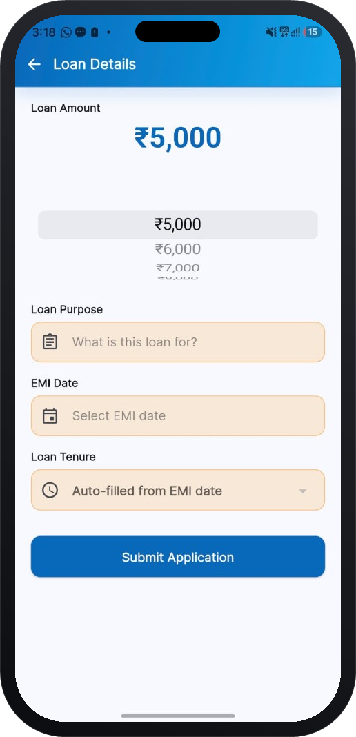 Orrish Loans app - set loan amount screen